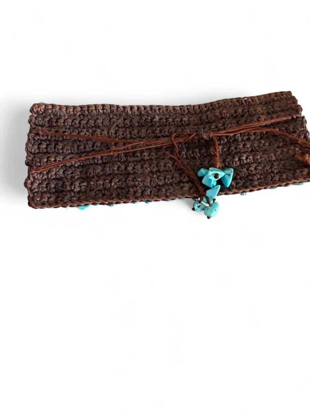 Turquoise stone bracelet with adjustable woven strap